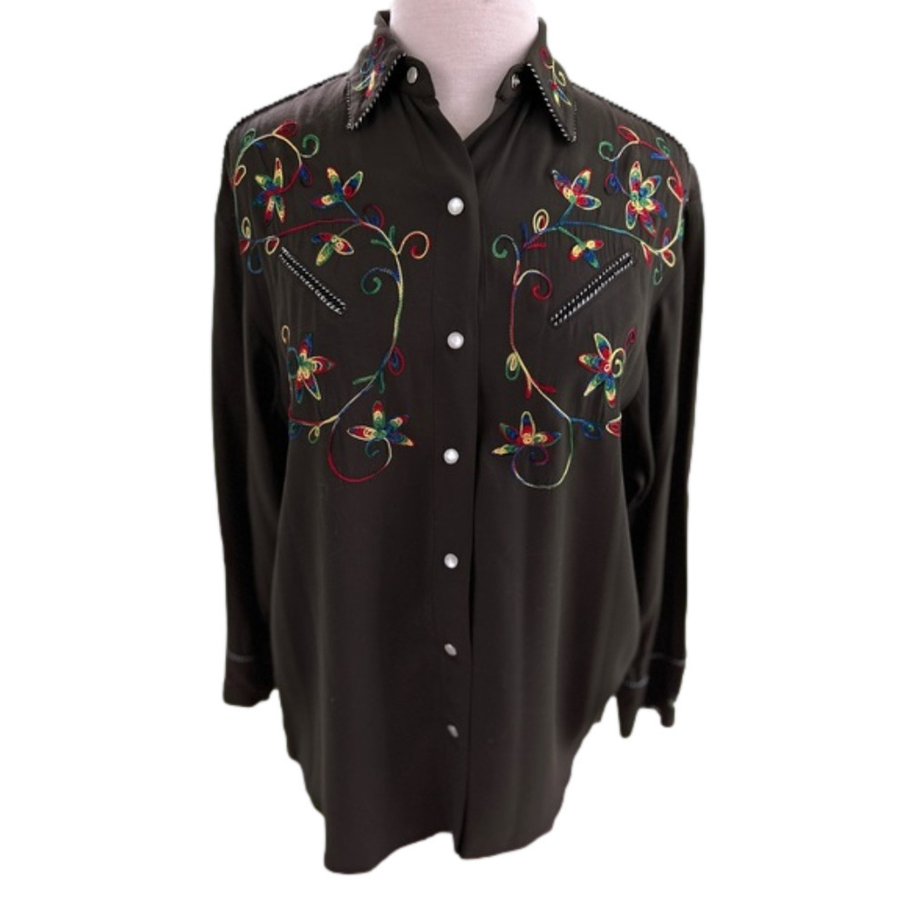 A.B.S. California Vintage 80’s Western Wear Size Small Rodeo Shirt Brown EUC